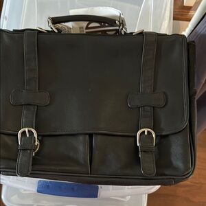 Black Leather brief case or laptop Bag